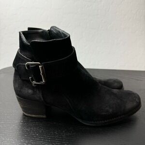 Paul Green Women's Jano Boots size 6 Block Heel Moto Bootie Black‎ Suede Boho